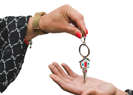 Hand holding keys representing access to public housing with affordable rent image