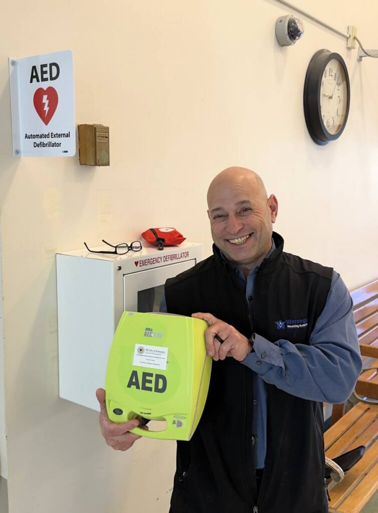 WHA, City of Worcester Install AEDs at 5 Properties
